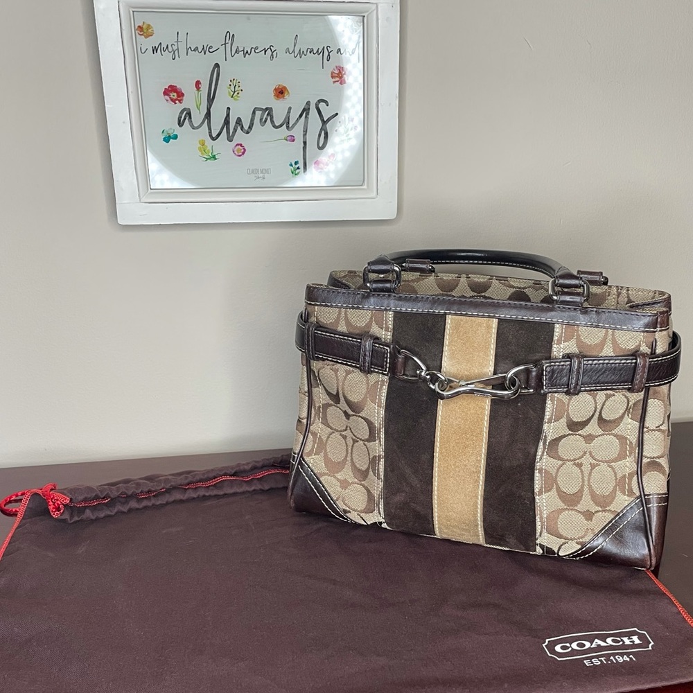 Authentic COACH Signature Demi Khaki Brown Handbag